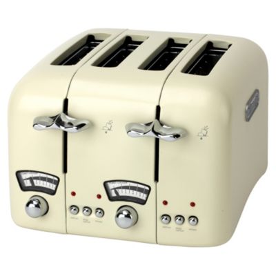 DeLonghi Argento 4 Slice Retro Toaster Cream CT04E