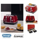 DeLonghi Icona Retro 4 Slice Scarlet Red Toaster CTO4003R