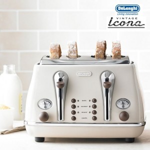 DeLonghi Icona Vintage 4 Slice Toaster Cream CTO4003BG
