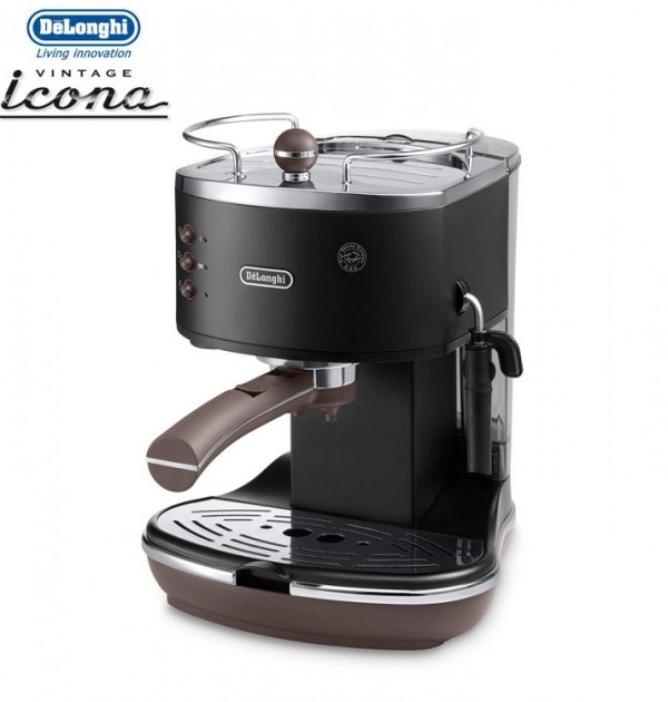 DeLonghi Icona Vintage Pump Espresso Cappuccino Machine Matt Black and Brown ECOV310BK