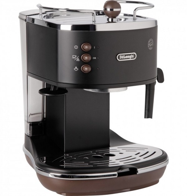 DeLonghi Icona Vintage Pump Espresso Cappuccino Machine Matt Black and Brown ECOV310BK