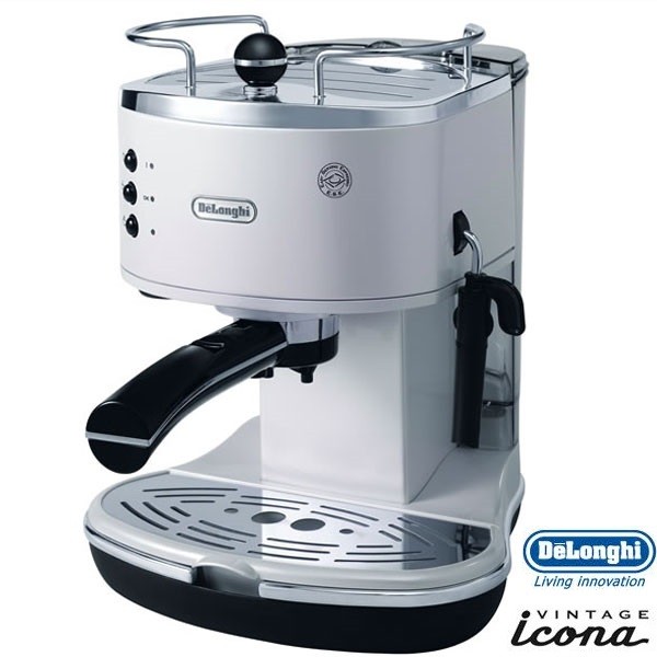 DeLonghi Icona Retro Pump Espresso Cappuccino Machine Pearl White ECO310W