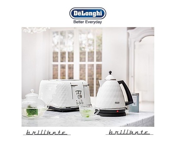 DeLonghi KBJ3001.W Brillante White Diamond Jug Kettle